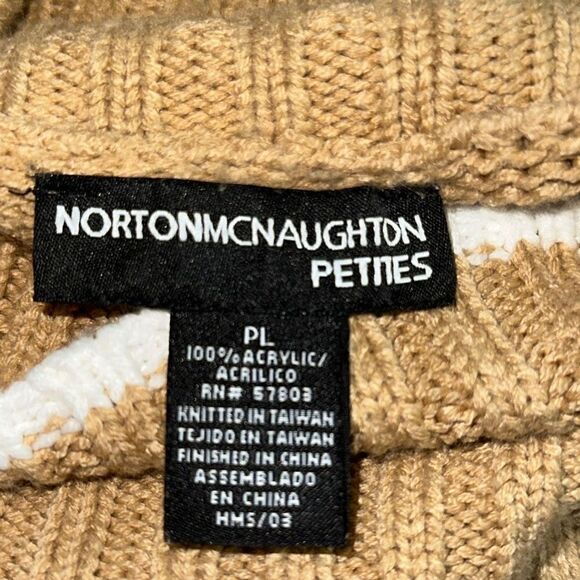 Norton Mcnaughton Ladies Size PL Beige Turtleneck Snowflake Pullover Sweater - Picture 4 of 8